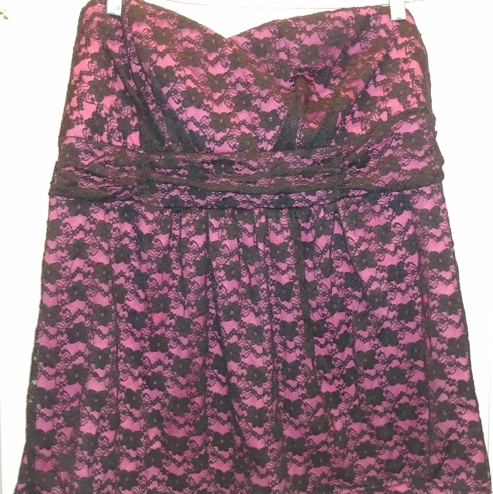 Pink and black halter top